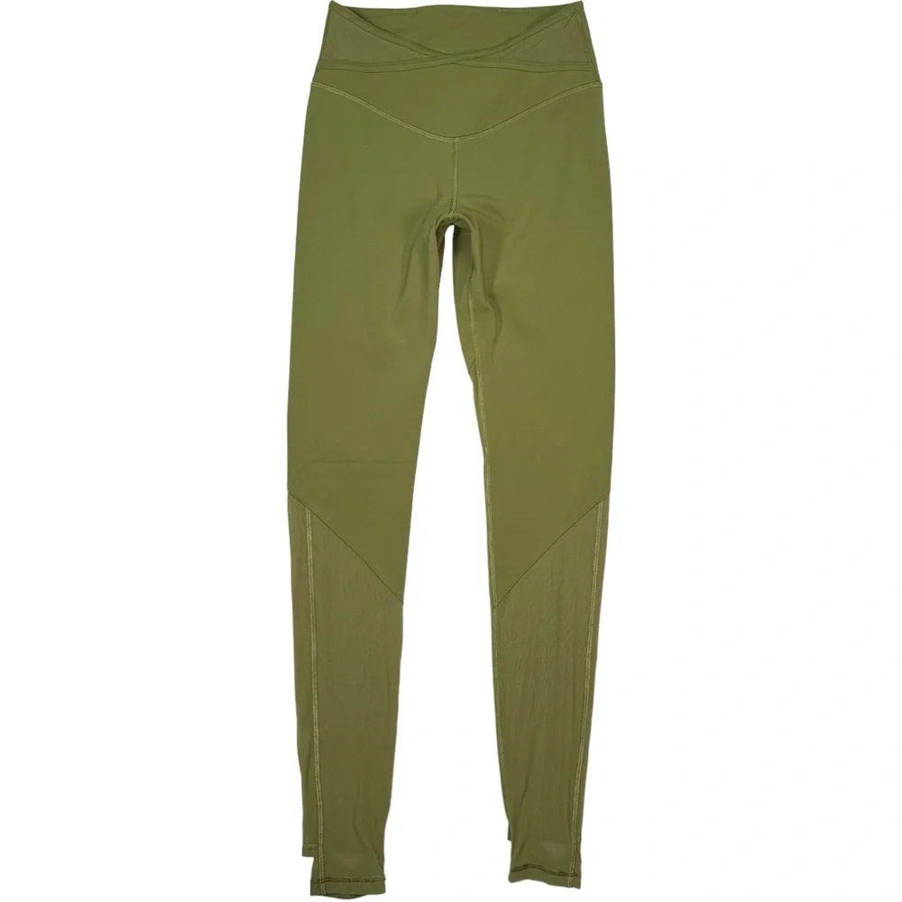 Lululemon Nulu and Crisscross Mesh Stirrup Tight‎ Bronze Green W5ERXS Size 6